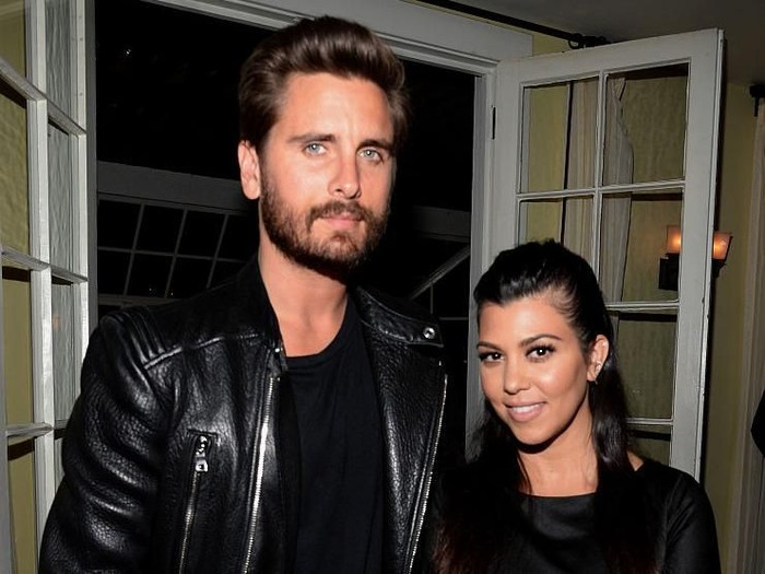 LOS ANGELES, CA - APRIL 23:  TV personalities Scott Disick (L) and Kourtney Kardashian attend Opening Ceremony and Calvin Klein Jeans celebration launch of the #mycalvins Denim Series with special guest Kendall Jenner at Chateau Marmont on April 23, 2015 in Los Angeles, California.  (Photo by Chris Weeks/Getty Images for Calvin Klein)