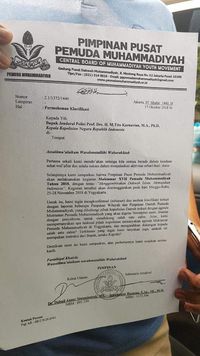 Surat Pemuda PP Muhammadiyah pada Kapolri Jenderal Tito Karnavian.