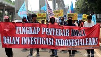 Demo itu dilakukan untuk mendesak pihak kepolisian menindak dan mengusut para pelaku penyebaran hoax investigasi Indonesialeaks dan menggalakan stop hoax, stop provokasi dan propaganda penuh kebohongan.