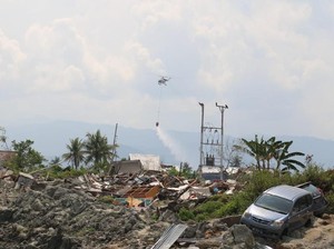 Cegah Penyakit Menular, BNPB Water Bombing Area Likuifaksi Sulteng