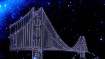 Penampakan jembatan Golden Gate dalam konstelasi sinar gamma. Foto: NASA