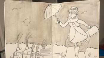 Sebulan sekali Drausin membuat ilutrasi yang mencampurkan budaya pop dengan becana lingkungan. Foto: instagram.com/the_baptman/