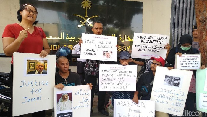 Jurnalis Demo Kedubes Saudi di Jakarta soal Kasus Khashoggi
