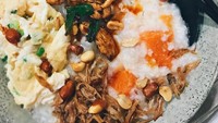 Sisa ayam kecap dan daging tumis bisa jadi topping bubur. Tinggal tambah telor. Nyam! Foto: Instagram @feast.by.sandra