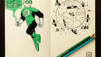 Green Lantern menghadapi sampah satelit bumi. Foto: instagram.com/the_baptman/