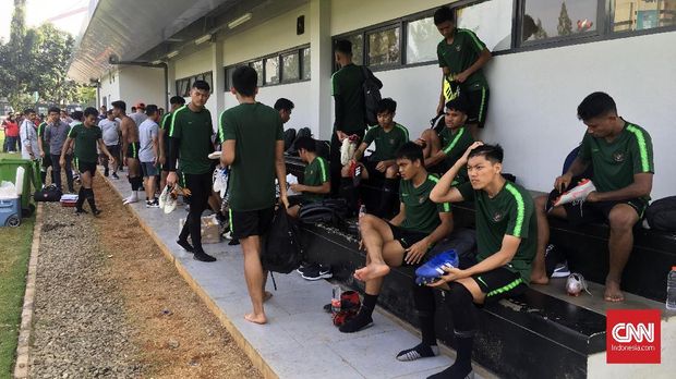 Suasana latihan Timnas Indonesia U-19 pada Sabtu (20/10) pagi.