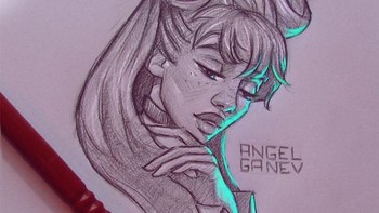 Di Instagram, dia juga suka memberikan tutorial menggambar. (Foto: Instagram/angelganev)