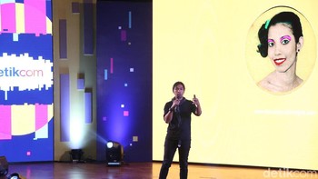 Dimas Djayadiningrat dapat giliran bicara tentang Be a good content creator di sesi terakhir dYouthizen Jakarta. Foto: detikINET/Rengga Sancaya