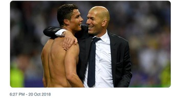 Netizen ini menyebut Ronaldo dan Zidane kini bakal dapat apresiasi lebih besar seiring dengan buruknya performa Madrid saat ini. (Foto: Internet/Twitter)
