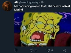 Atau sudah ada yang menyesal menjadi fans Madrid belakangan ini. Sabar ya. (Foto: Twitter @eveningpoetry)