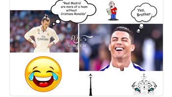 Sebuah pernyataan bahwa kepergian Ronaldo bikin Real Madrid jadi lebih padu sebagai sebuah tim pun ikut diolok-olok. (Foto: Internet/Twitter)