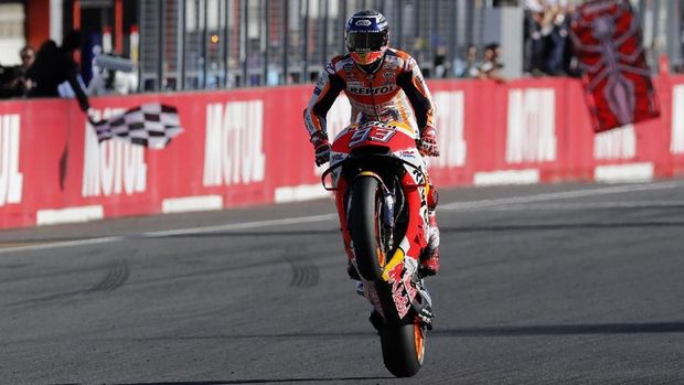 Marc Marquez meraih kemenangan di MotoGP Jepang dan menjadi juara dunia musim 2018.