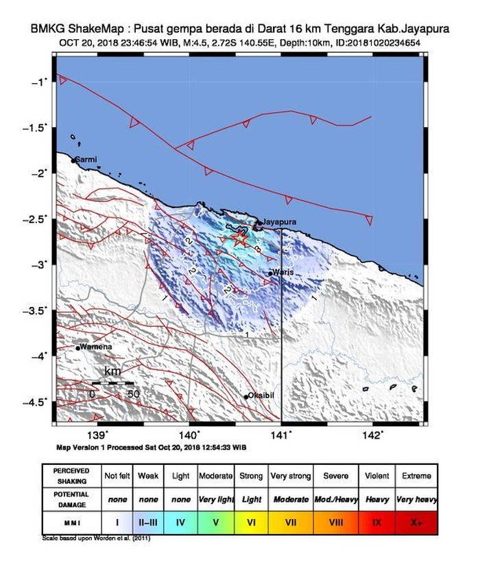 Gempa M 4,5 Terjadi di Jayapura