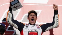 Keberhasilan ini turut menandai bahwa Marquez sudah tiga kali mengunci gelarnya di Jepang dari total lima titel juara dunia. Sebelumnya terjadi di musim 2014 dan 2016. Reuters/Toru Hanai.