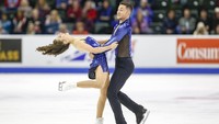 Penampilan menawan dari pasangan asal Inggris, Lilah Fear dan Lewis Gibson di 2018 Skate America. Joe Nicholson-USA Today/via Reuters.