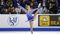 Aksi peseluncur Amerika Serikat, Megan Wessenberg di arena pertandingan. Joe Nicholson-USA Today/via Reuters.