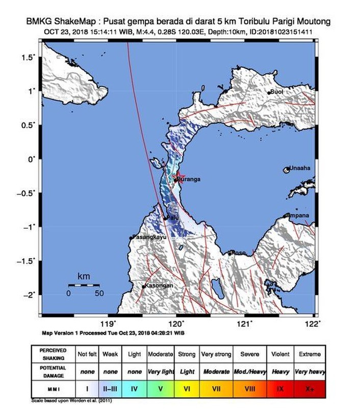 Gempa M 4,4 Terjadi di Parigi Moutong Sulteng