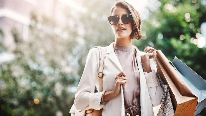 Shot of a gorgeous and elegant young woman out on a shopping spree