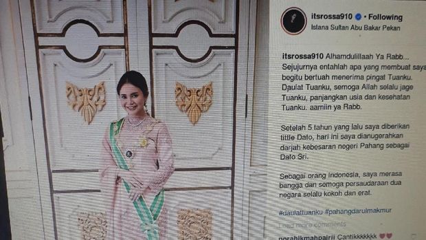 Selamat! Rossa Dapat Gelar Dato Sri dari Kerajaan Pahang Malaysia
