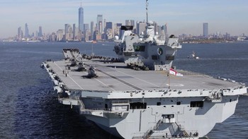HMS Queen Elizabeth dirancang untuk dapat mengangkut sampai 24 pesawat supersonik sebagai armada tempurnya. Rencananya tahun depan, HMS Queen ELizabeth bakal membawa dua skuadron jet temput mutakhir, F-35B Lightning II. Foto: Getty Images