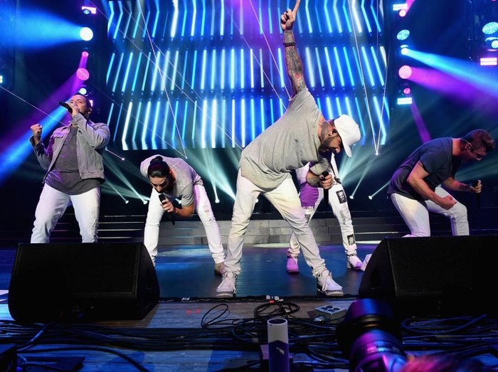 NEW YORK, NY - JULY 13:  (L-R) Howie D., Kevin Richardson, Nick Carter, AJ McLean and Brian Littrell of the Backstreet Boys perform on ABCs Good Morning America at SummerStage at Rumsey Playfield, Central Park on July 13, 2018 in New York City.  (Photo by Michael Loccisano/Getty Images)