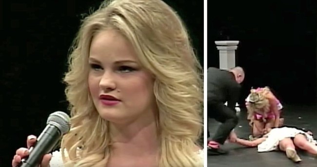 Pagelaran ajang kecantikan remaja Miss Teen Minnesota Pageant yang digelar 2016 silam sempat bikin heboh. Salah satu kontestannya Hannah Enge pingsan di panggung. Ketika sesi tanya jawab Hannah pingsan yang diikuti kejang. Selama empat tahun terakhir, Hannah memang kerap mengalami kejang terutama ketika mengalami emosi dan stres.  Foto: Istimewa