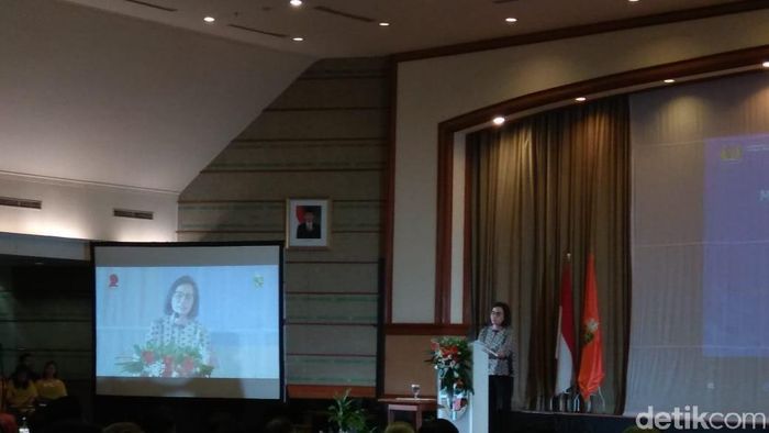 Menkeu Sri Mulyani Indrawati kuliah umum di Unika Atma Jaya/Foto: Trio Hamdani/detikcom Menkeu Sri Mulyani Indrawati kuliah umum di Unika Atma Jaya/Foto: Trio Hamdani/detikcom