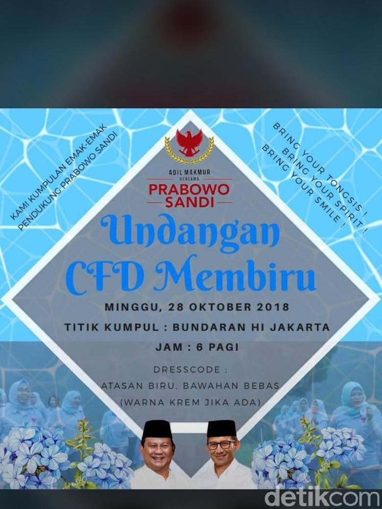Soal Undangan CFD Membiru Prabowo-Sandi, Timses: Itu Hoax! Soal Undangan CFD Membiru Prabowo-Sandi, Timses: Itu Hoax!