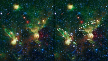 Teleskop luar angkasa Spitzer juga menemukan nebula yang bentuknya mirip dengan Enterprise dari Star Trek. Foto: NASA