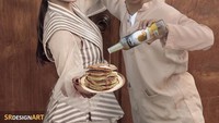 Keterangan foto yang satu ini Princes syahrini dan prince syahril, prewed edisi ramadhan. Wah, inces udah prewed dari bulan puasa tahun kemarin ya ternyata sama Syahril. Mana posenya bawa pancake sambil disiram sirup oleh Syahril lagi. Foto: Instagram srdesignart