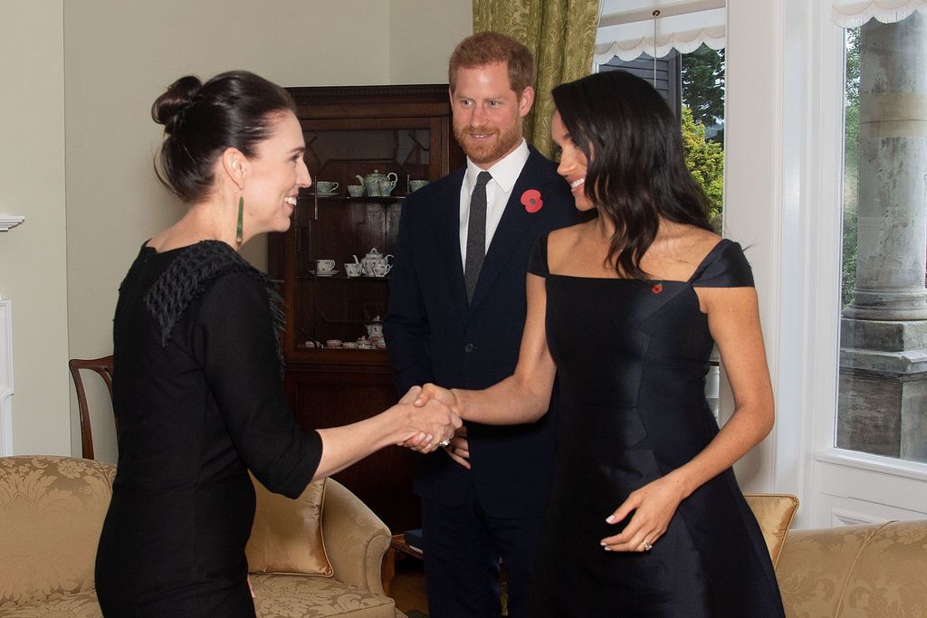 WELLINGTON, NEW ZEALAND - OCTOBER 28:  Prince Harry, Duke of Sussex and Meghan, Duchess of Sussex wait to meet New Zealand Prime Minister Jacinda Ardern, at Government House on October 28, 2018 in Wellington, New Zealand. The Duke and Duchess of Sussex are on their official 16-day Autumn tour visiting cities in Australia, Fiji, Tonga and New Zealand.  (Photo by Kirsty Wigglesworth - Pool /Getty Images)