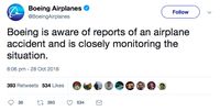 Pesawat Lion Air JT-610 Jatuh, Ini Respons Boeing