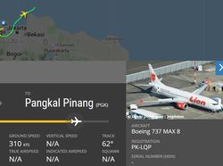 Detik-detik JT 610 Terbang dan Menghilang di Flightradar24
