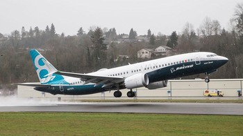 Tampak di foto adalah uji coba penerbangan perdana Boeing 737 Max 8 pada bulan Januari 2016 di Washington. Foto: Getty Images