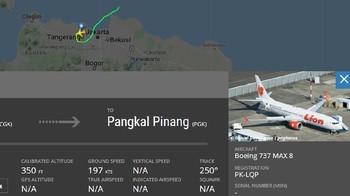 Pesawat Lion Air JT 610 tercatat memulai perjalanan pada 23.21 UTC atau 6.21 WIB. Foto: Screenshot Flightradar24