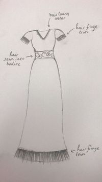 Skesta gaun pengantin dengan hiasan rambut orang meninggal.