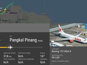 Jejak Lion Air JT 610 di Flightradar