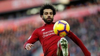 2. Mohamed Salah dari Liverpool menjadi salah satu pemain top Premier League dengan rating kemampuan 180 dan potensi sampai 188. Statistik terbaik darinya di game ini adalah finishing, pace, dan acceleration yang sama-sama dapat nilai 18. (Foto: Russell Cheyne/REUTERS)