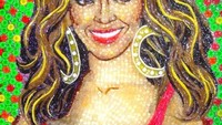 Wajah ikonik Beyonce juga dirangkai dengan permen-permen. Terlihat menawan dengan senyum lebar di wajah Beyonce. Foto: Istimewa