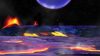 Ilustrasi permukaan dari Kepler-36c, ditemani tetangga berwarna birunya bernama Kepler-36b. Foto: NASA