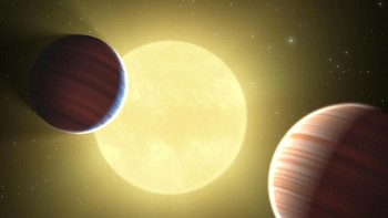 Sistem bintang Kepler 9, berisi dua planet yang masing-masing berukuran seperti Jupiter. Foto: NASA