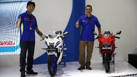 Suzuki GSX-R150 diluncurkan di Indonesia Motorcycle Show 2018, JCC Senayan, Jakarta Selatan (31/10). Motor dijual seharga Rp 33.150.000 on the road Jakarta.
