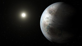 Penampakan planet Kepler-452b dengan bintangnya yaitu Kepler-452. Foto: NASA