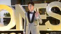 Cha Eunwoo saat menghadiri sebuah acara di kawasan Kebon Jeruk, Jakarta Barat pada Rabu (31/10). Pool/Noel/detikFoto.