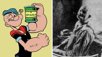 Siapa sih yang tak tahu sosok pelaut yang kerap makan bayam? Ya, ternyata Popeye the Sailorman terinspirasi dari pria tua bernama Frank Rocky Fiegel yang juga ompong dan juga ahli bertarung dan kerap tampil dengan pipa rokoknya itu. Dok. Bored Panda
