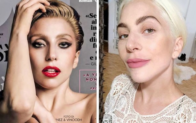 Baik di panggung maupun sampul majalah, Lady Gaga sering tampil dengn makeup dramatis. Begini tampilannya saat menggunakan makeup minimalis di keseharian. Foto: Instagram