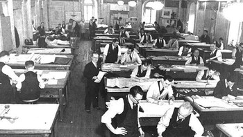 Suara lembaran kertas kerap menghiasi suasana ruang kerja para perancang. Foto: Bored Panda