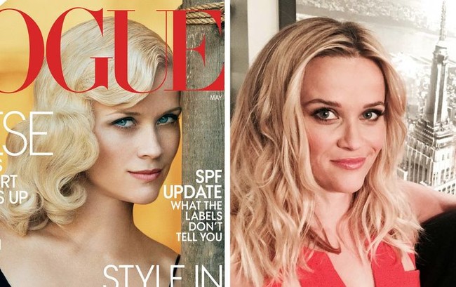 Sama-sama cantik, Reese Witherspoon tampil lebih glamour di sampul majalah Vogue. Foto: Instagram