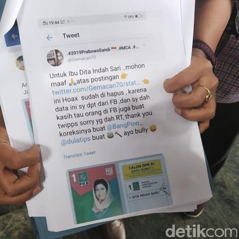 Salah satu screenshot postingan dari akun yang dilaporkan Dita Sari