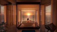 Di tingkat atasnya tamu bisa menikmati gym pribadi, bar, kolam renang yang langsung menghadap laut, juga bak mandi yang menghadap lautan. (Conrad Hotels & Resorts)